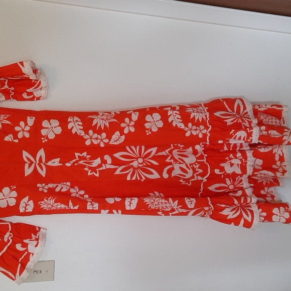 Vtg 70s hawaiian orange pineapple dress - Picture 8 of 9